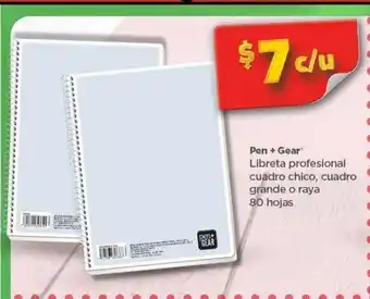 Bodega Aurrerá Pen + gear libreta profesional cuadro chico, cuadro grande o raya 80 hojas oferta
