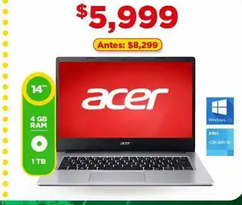 Laptop acer 14" 4gb ram 1tb