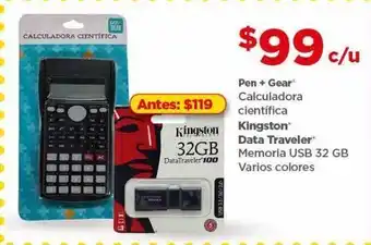 Pen + gear calculadora cientifica kingston data traveler memoria usb 32gb
