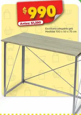 Escritorio plegable gris 100x50x75cm