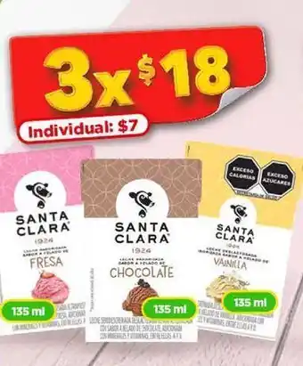 Bodega Aurrerá Leche saborizada santa clara sabor a helado de chocolate 135ml oferta