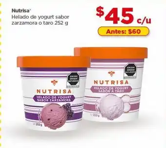 Helado de yogurt nutrisa sabor zarzamora o taro 252 g
