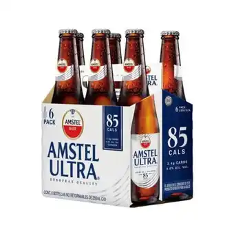 Soriana Súper Cerveza amstel ultra 355 ml 6 pack bot oferta