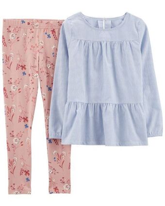 Carter's Conjunto de 2 piezas de blusa en capas con rayas y leggings carter's oferta