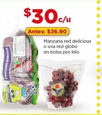 Bodega Aurrerá Manzana red delicious o uva red globo oferta