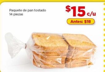 Bodega Aurrerá Paquete de pan tostado 14 piezas oferta