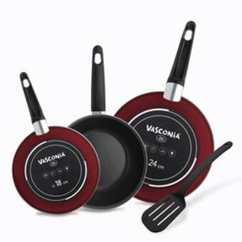 El Bodegón 4 pack de sartenes vasconia de vitroacero color rojo con antiadherente duraflon® pro oferta