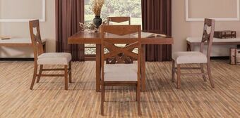 Muebles Dico Comedor cuadrado mika nogal con 4 sillas oferta