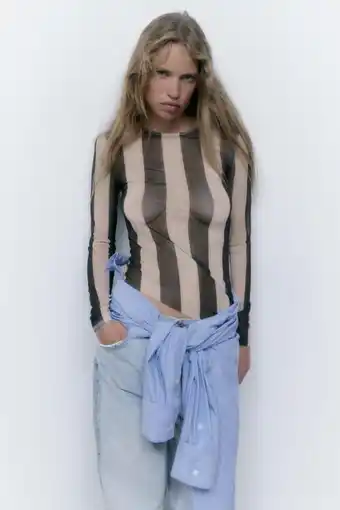 ZARA Camiseta tul rayas oferta