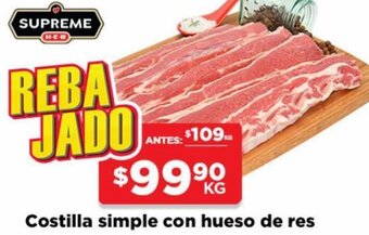 HEB Costilla Simple con Hueso de Res oferta