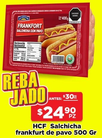 HEB HCF Salchicha Frankfurt de Pavo 500g oferta