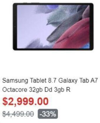 HEB Samsung Tablet 8,7 Galaxy Tab A7 Octacore 32GB Dd 3GB R oferta