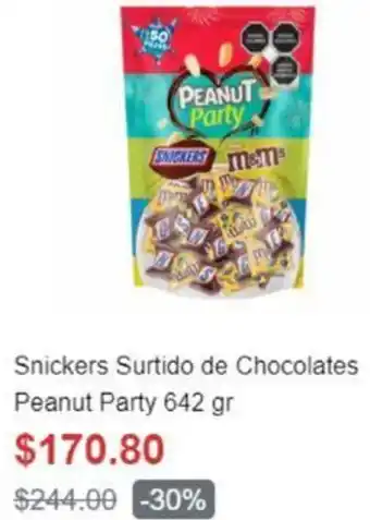HEB Snickers Surtido de Chocolates Peanut Party 642g oferta