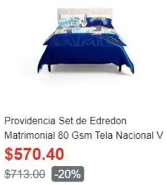 Providencia Set de Edredon Matrimonial 80 Gsm Tela Nacional V