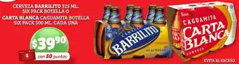 Soriana Híper Cerveza Barrilito 325ml Six Pack Botella o Carta Blanca Caguamita Botella Six Pack 300ml oferta