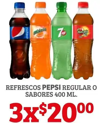 Soriana Híper Refresco Pepsi Regular o Sabores 3x400ml oferta