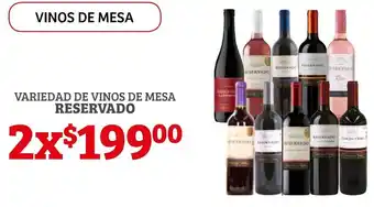 Variedad de Vinos de Mesa Reservado