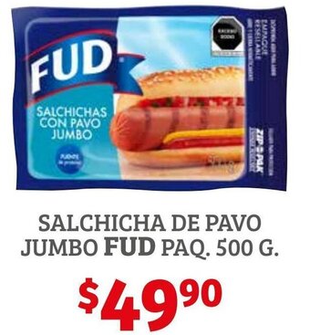 Soriana Híper Salchicha de Pavo Jumbo Fud 500g oferta