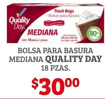 Soriana Híper Bolsa para Basura Mediana Quality Day 18 pzas oferta