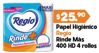 Papel Higiénico Regio Rinde Más 400 HD 4 Rollos