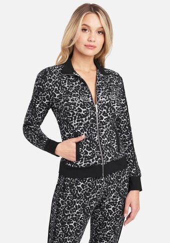 Bebe Bebe logo leopard printed zip up jacket oferta