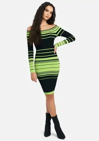 Geo stripe neon sweater dress