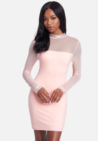 Bebe Crystal mesh mini dress oferta