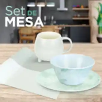 Set de mesa inkanto: plato, tazón, mantel, taza vajilla para mesa de melamina y porcelana.