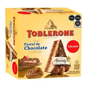 Pastel de chocolate toblerone 2 piezas de 400 gr c/u