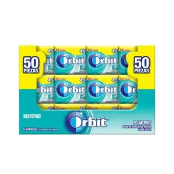 Goma de mascar orbit sabor menta polar 50 paquetes de 4 piezas c/u