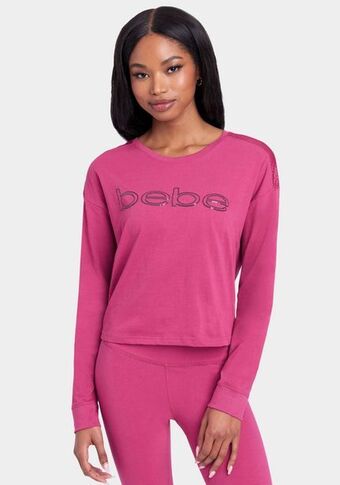 Bebe Bebe logo sequin long sleeve top oferta