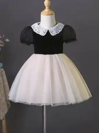 SHEIN Bebé vestido de fiesta de dos tonos bajo con malla oferta