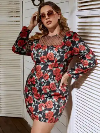 SHEIN Vestido con estampado floral de malla jacquard oferta