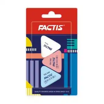 Goma factis triangular varios colores 3 piezas