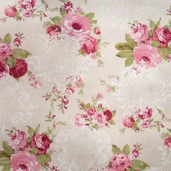 Telas Junco Loneta selva – rosas oferta