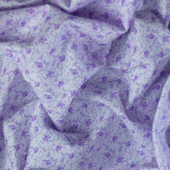Telas Junco Franela estampada flor de lotto morada oferta