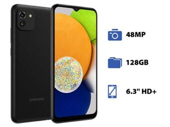 Smartphone samsung galaxy a03: procesador octa core (hasta 1.6 ghz), memoria ram de 4gb, almacenamiento de 128gb, pantalla le