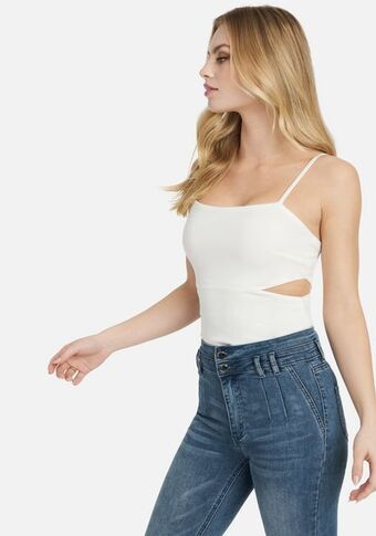Bebe Side cutouts knit crepe top oferta