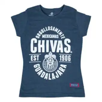 Playera orgullo mexicano chivas azul jaspe mujer