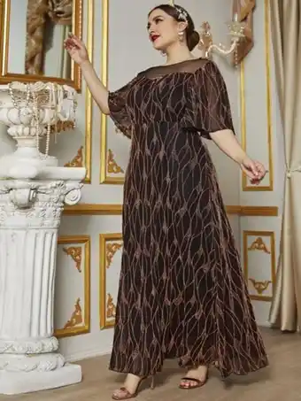 SHEIN Vestido maxi de malla de manga mariposa oferta