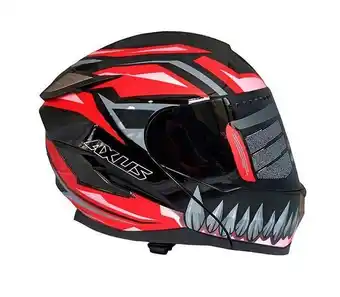Casco axus monster abatible/doble visor rojo xl