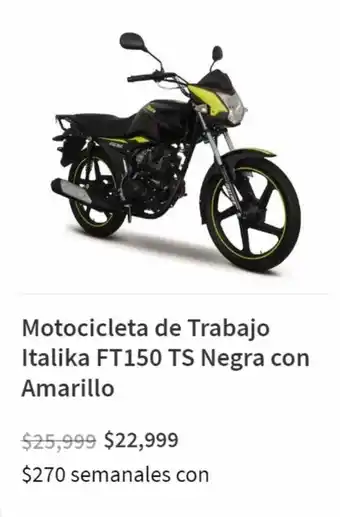 Elektra Motocicleta de Trabajo Italika FT150 TS Negra con Amarillo oferta