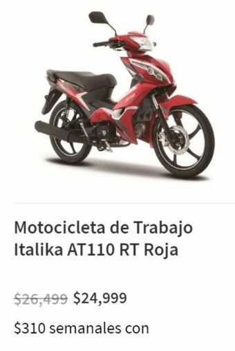 Elektra Motocicleta de Trabajo Italika AT110 RT Roja oferta