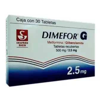 Sam's Club Dimefor g 500 mg/2.5 mg 30 tabletas recubiertas oferta