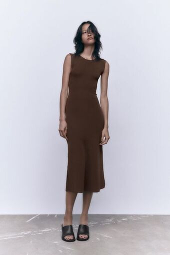 ZARA Vestido punto espalda abierta oferta