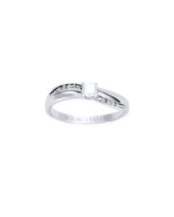 Joyerías Bizzarro Anillo de compromiso de oro blanco con 1 diamante de 18 puntos y 8 diamantes de .25 oferta