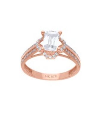 Joyerías Bizzarro Anillo de oro rosa 14k con zirconias oferta