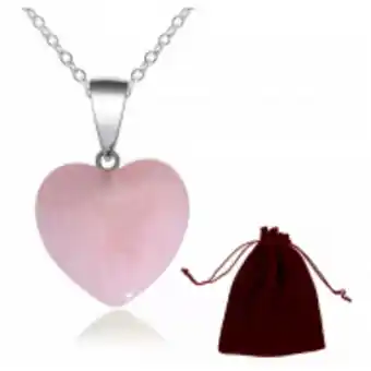 Fandeal Collar corazon cuarzo rosa piedra chakras yoga love oferta