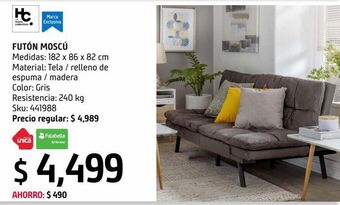 Sodimac Homecenter Futón moscú tela gris oferta