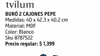 Buro con 2 cajones blanco pepe